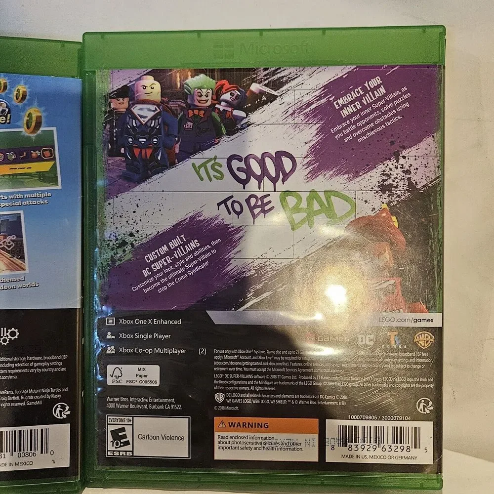 Microsoft Xbox One Nickelodeon Kart Racers‎ & Lego Dc Super Villians Games Euc